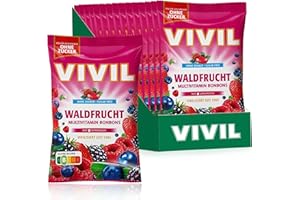 ‎VIVIL VIVIL Waldfrucht mit 8 Vitaminen, 15 Beutel, Multivitaminbonbons mit Waldfruchtgeschmack, zuckerfrei & vegan, 15 x 120g