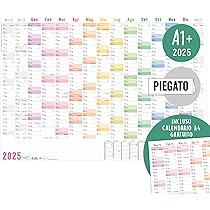 Calendario 2025 Da Muro MAXI 118x84 Cm | Planning Giornaliero | Spedito Arrotolato