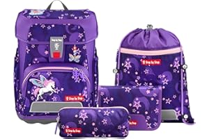 Step by Step Schulranzen-Set Cloud, 5-teilig, ergonomischer Tornister mit Reflektoren, höhenverstellbar mit Hüftgurt, ab der 1. Klasse, 19L