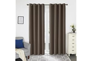Deconovo Tende Camera da Letto Termiche Isolanti Moderne con Anelli, Tende Oscuranti per Interni Finestre e Soggiorno 2 Pezzi 132x214 CM Tessuto Oxford, Taupe Scuro