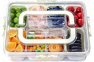 SHUCHNOYE Snack Box with Compartments, Snack Plate with Lid, Divided Serving Plates for Sweets, Fruit and Treats, Portable and Versatile Snackle Box