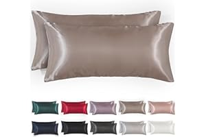 Blumtal 2-częściowy zestaw poszewek satynowych 50 x 70 cm - poszewka na poduszkę Oeko-Tex Certyfikowana, Antystatyczna dla włosów i skóry, z ukrytym zamkiem błyskawicznym, Taupe