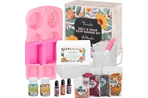 TASSIKA Kit de fabricación de jabón hecho a mano, kit de fabricación de jabón para derretir y vertir: incluye base de jabón de 2 libras, taza medidora, set de jabón hecho a mano personalizado regalo