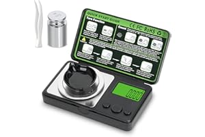 Muaket 0,001g/50g Feinwaage, Präzisionswaage mit Kalibriergewichten, Milligramm Waage mit 7 Wiegeeinheiten, Grammwaage zum Wiegen von Pulvern, Schmuck, Medizin, MG Waage mit Pinzette und Waagschale