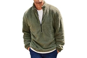 Runcati Herren Plüsch Pullover 1/4 Zip Teddy-Fleece Sweatshirt Fuzzy Sherpa Oberteile Leichte Casual Basic Pulli Tops Herbst Winter