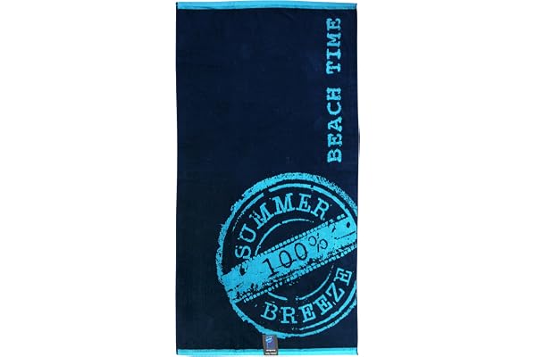 Jilda-tex strandhandduk 90 x 180 cm badhandduk strandlakan handduk 100 % bomull velour frotté lättskött (Beach Time)