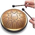 LEKATO Steel Tongue Drum à 6 Pouce 11 Notes Ré(D) Majeur, Steel Handpan Mini Tambour à Langue pour Débutant, Idéal Pour Méditation, Yoga, Education Musicale, Or Nacré