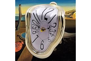 FAREVER Orologio fuso, orologio Salvador Dalì orologio fuso per decorazione casa ufficio mensola scrivania tavolo divertente regalo creativo oro arabo