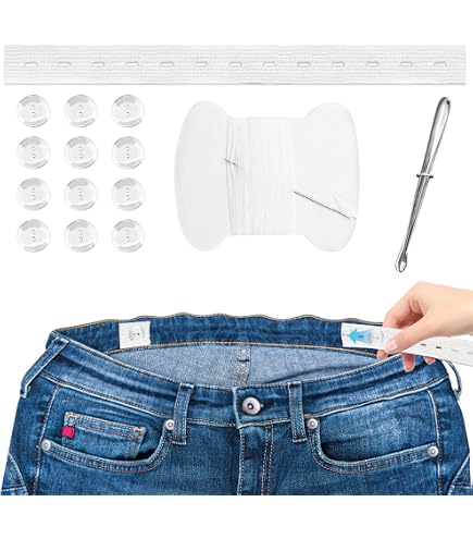 Bottoni Regolabili 4 Paia Stringi Pantaloni Vita, Spille per Jeans Senza Cucire, Stringi Pantaloni con Bottone