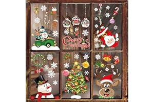 BBLIKE Christmas Window Stickers 8 Sheets Window Sticker Decor Snowflakes Window Pictures for Doors, Shop Windows, Glass Fronts, Christmas Decoration Reusable