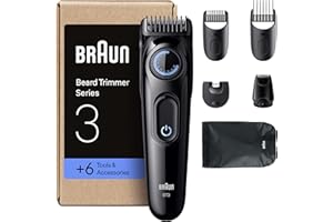 Braun Regolabarba Uomo Series 3, +6 Strumenti Di Styling, Lama Ultra Affilata, 50 Min Di Utilizzo, 40 Lunghezze, Rasoio Elettrico Barba, BT3565, Nero/Blu