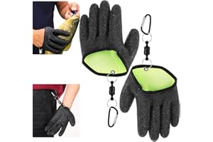 Qianyu 1 Paar wasserdichte Angelhandschuhe Rutschfesten Handschuh Landehandschuh mit 2 Magnetic Buckle Angelzubehör für Den Sicheren Umgang mit Hecht Zander Wels