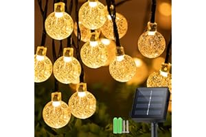Sunlisky Solar Lichterkette Aussen, 9.5m 50 LED Kristall Kugeln, 8 Modi IP65 Solarlichterkette Außen Wetterfest Für Pavillon, Garten, Balkon,Terrasse