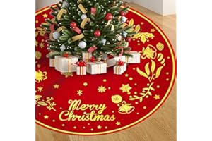 ‎XINVERY Weihnachtsbaumdecke122cm,Rot Gold Weihnachtsbaum Rock Christbaum Teppich Tannenbaumdecke Weihnachtsdeko Weihnachtsdekorationen Innen Außen Feiertagsdekoration
