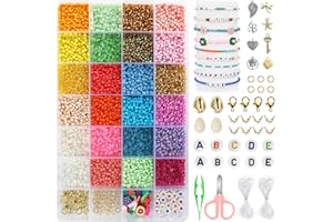 HOOWUDY 3mm Perlen Zum Auffädeln, 8700 Stück Armbänder Selber Machen mit 240 Buchstabenperlen, 15 Herz-Perlen, 12 verschiedene Charms für Kinder Geburtstage,Partys,Weihnachten Geschenke