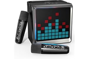 LSMOEO Karaoke-Maschine für Kinder und Erwachsene,tragbarer Bluetooth-Lautsprecher mit 2 drahtlosen Mikrofonen und LED-Partylichtern,PA-System,Spielzeug für Mädchen,Jungen und Erwachsene,Weihnachts,Familie