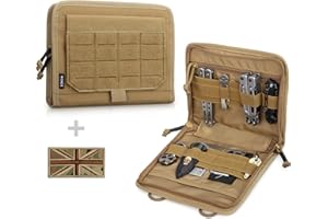 WYNEX Tactical Folding Admin Pouch, Molle Tool Bag of Laser-Cut Design, Utility Organizer EDC Medical Bag Modular Pouches Tactical Attachment Waist Pouch Include UK Patch