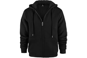 JACKETOWN Sweat Homme Capuche Zippé Veste Polaire Chaude Hiver Sprort Doublé Sweat-Shirt à Capuche Doublure Hoodie
