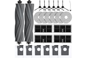 BISENKUD 25 Stück Zubehör für Dreame L10s Pro Ultra Heat / L10s Ultra Gen 2 / X30 Ultra / L40 Ultra AE/Mova E30 Ultra Staubsauger, 2 Hauptbürste 6 Staubbeutel 6 Wischtücher 6 Seitenbürsten 4 Filter
