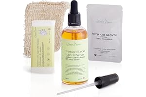 NOMARA ORGANICS MADE WITH LOVE Nomara Organics Hair Growth Oil Serum with Caffeine, Biotin, Rosemary 100mL and Argan Solid Shampoo and Biotin Hair Growth Capsules, a Saver Bag, 4-Pc Kit, Extra Strong, Regrowth, Vegan, Men, Women.