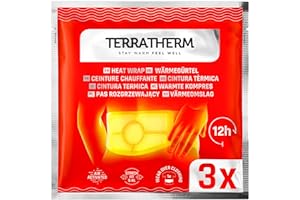 TerraTherm Cintura térmica - 12 horas de calor profundo calmante - Talla S-XL - 3 u 8 unidades - activado por aire - 100% calor natural - Parche calentador - 3 unidades