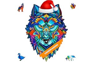 UNIDRAGON Rompecabezas Originales de Madera - Lobo Majestuoso, 185 Piezas, Mediano 24 x 33 cm, Bonito Paquete de Regalo, Forma Única, Mejor Regalo para Adultos y Niños