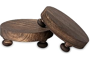 Romadedi Holz Podest Deko Regal - 2er Set Runde Display Ständer Hölzerne Riser Rustikale Farmhouse Vintage Sockel für Kaffee Bar Küche Esszimmer Tisch Kerzen, Braun