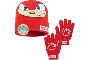 SONIC THE HEDGEHOG Gorro y Guantes Niños Invierno, Conjuntos para Niña Niño 4-12 Años con Orejas 3D Bordado, Regalo Gamer