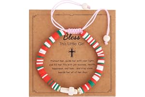 Mikovivi Bracelet Croix Fille, Bracelets Jésus pour Première Communion Baptême Noël Bijoux Catholiques pour Enfants Adolescents Filles et Petites-Filles