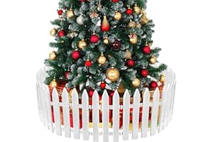 MCEAST 24 Pieces Christmas Tree Fences White Picket Fence Border 4.6 x 12 Inches Mini Plastic Decorative Fences for Home Wedding Fairy Garden Party