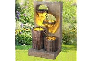 AMUR Gartenbrunnen Brunnen Zierbrunnen Zimmerbrunnen Springbrunnen Brunnen Aqua-Melody 230V Wasserfall Wasserspiel für Garten