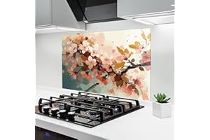 ARTHUB® Crédence de Cuisine en Verre 60x100 cm, Cute Spring Flower | Protection Contre Les éclaboussures, Revêtement Mural en Carreaux, Plaque en Verre, Verre trempé, Paysages, Printemps