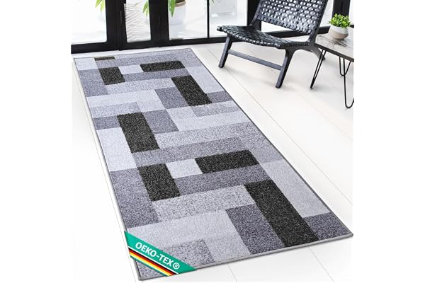 Floordirekt Matta löpare New York – löpare till mått – metervara, hallmatta, kökslöpare, matta för kök, hall och vardagsrum, antracit (80 x 450 cm)