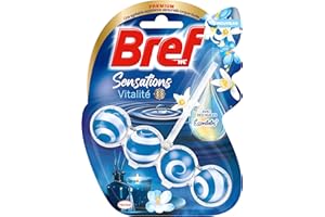 Bref WC - Sensations de Vitalité - Avec des Huiles Essentielles - Bloc WC - Parfum WC - Formule Anti-Calcaire - Produit Nettoyant WC - Pour des Toilettes Propre & Brillante - Bloc 50g