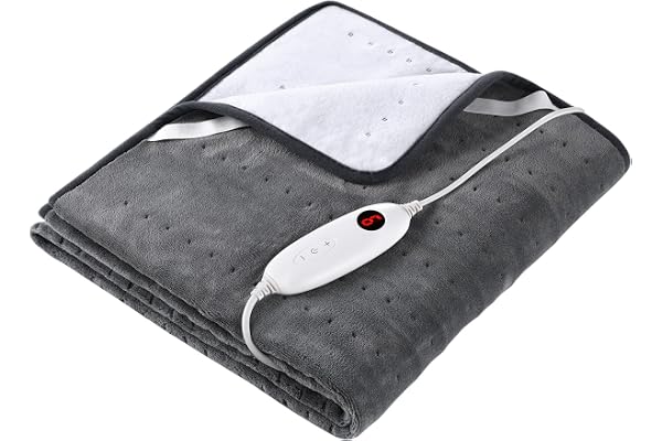 TLGREEN Elektrisk Värmemadrass i Korallfleece 150x80cm, Grå Bäddvärmare | 8 tim Automatisk Avstängning, 6 Temperaturlägen, 100W Överhettningsskydd, Löstagbar Kontroll, Maskintvättbar, för Enkelsäng
