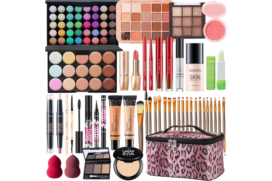 All in One Makeup Kit for Women Full Kit - 44PCS Professional Makeup Set with Foundation, Eyeshadow, Lipstick, Eyeliner - Complete Cosmetic Gift Set for Beginners and Professionals