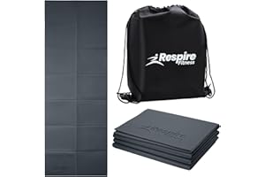Respire Fitness Lightweight Foldable Yoga Mat for Travel - Non-Slip Portable Gym Mat for Women & Men. Soft, Supportive 3-Layers. Essential for Fitness, Training, Pilates, Exercise, Workout