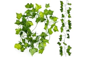 LAMXD Edera Artificiale, 1 Pezzi Pianta Artificiale Rampicante Ghirlanda, Edera Finta Foglie Verdi per Matrimonio, Festa, Ufficio, Casa, Finestra, Giardino, Esterne Interne, Decorazione Murale