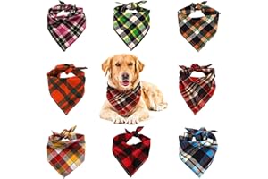 VIPITH, Bandana for Dogs, Pack of 8 Washable Reversible Adjustable Triangle Bibs for Pets and Cats (Random Color)