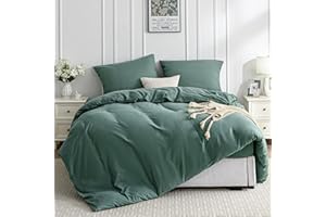 ‎JELLYMONI JELLYMONI Bettwäsche 200x200 Baumwolle Bettwäsche-Sets Dunkelgrün Oeko-Tex 100% Gewaschene Baumwolle Bettbezug mit Reißverschluss und 2 Kissenbezüge 80X80 mit Umschlag Bügelfrei Weich 3-Teilig