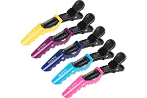 XCZYN Pinzas profesionales para el cabello de salón de belleza, horquillas de pelo de cocodrilo de plástico duradero con agarre antideslizante y pasadores de dientes anchos, fácil de peinar, cabello