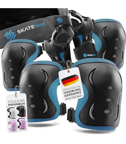 GATE FITNESS® Kit de protections pour enfants et adultes - Équipement de protection [6 pièces] Genouillères avec protège-poignets et coudières pour le sport en ligne - Kit d'équipement de protection