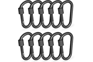 RAVN HAMAN 10 x Locking carabiner - Black - - Carabiner with screw lock up to 30 kg - - Snap hooks for indoor and outdoor - - Hooks for hammocks, punching bags, key rings, etc.