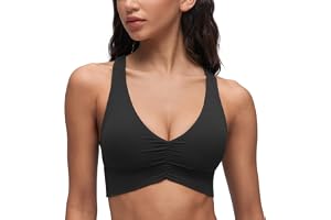 CRZ YOGA Butterluxe Rynkad V-ringning Sport-BH | Lätt stöd, avtagbara dynor, yoga, extremt mjuk, korsrygg, breda remmar, för