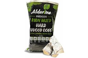 Alderline Kiln-Dried Birch Hardwood Logs 25 L - Ready to Burn firewood - Smokeless 25 cm fire logs for wood burner, Stoves, Fire Pits, and More! - 1-Pack