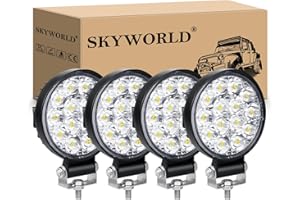 ‎SKYWORLD SKYWORLD 4PCS 3.2 Zoll 42W Led Arbeitsscheinwerfer Bar Mini Led Scheinwerfer 12V 24V Spotlight für Offroad Auto Traktor Boot 4x4 Zusatzscheinwerfer