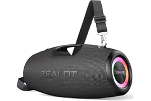 ZEALOT Cassa Bluetooth,120W Altoparlante Bluetooth con Bassi di Aumento,Impermeabile IPX6,Luce LED,Bluetooth 5.2,Esterno,Cassa Bluetooth per Campeggio,Spiaggia,Regal