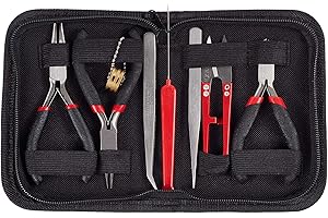 PH PandaHall 7pcs/ Set Kit Strumenti per Bigiotteria Attrezzi di Monili Pinze Kit Di Strumenti Riparazione Taglierine per Creazione di Perline Riparazione di Gioielli Fai da Te 15.5x11x3.5cm