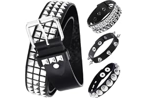 Zuuyye 4 st nitar bältessats, punkrock-bä och armband för kvinnor och män, Y2K-tillbehör, unisex