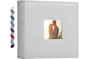 Vienrose Photo Albums 6x4 (15x10 cm) 200 Pockets Linen Cover with Memo Spaces Photobook Large Capacity Pictures Album Memory Book for Wedding, Family, Baby, Holidays, Special Occasions, Light Grey